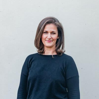 a woman in a black shirt