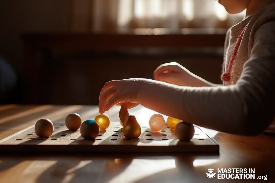 a child playing a board game